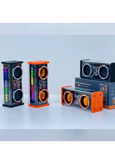 Just Cheap Store Şeffaf Mecha Müzik Tws Stereo Rgb İşıklı Hoparlör Kablosuz Bluetooth 5.0 Taşınabilir Hoparlör V9
