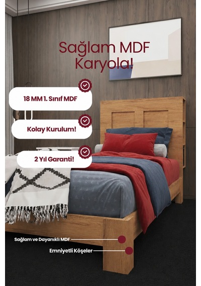 My Chapter Kitaplık Başlıklı Çift Kişilik Mdf Karyola