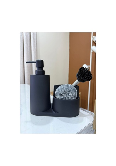 Buççin Online Mağaza Sünger Tutuculu Sıvı Sabunluk 19 Cm Genişlik , 20 Cm Uzunluk Poliresin Siyah Çok Renkli