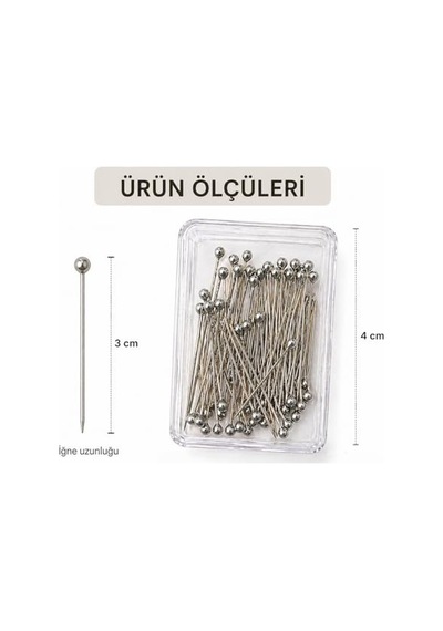Orret Home 100 Adet Toplu İğne Başörtü İğnesi 3 Cm Düz Başlı Dikiş İğnesi Terzilik Kumaş Sabitleme İğnesi Paslanmaz Çelik Toplu İğne Seti Gümüş