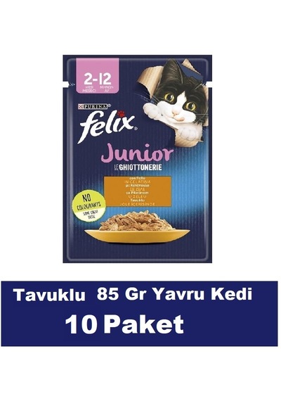 Purina Felix Junior Tavuk Etli Yavru Kedi Maması 10 x 85 G