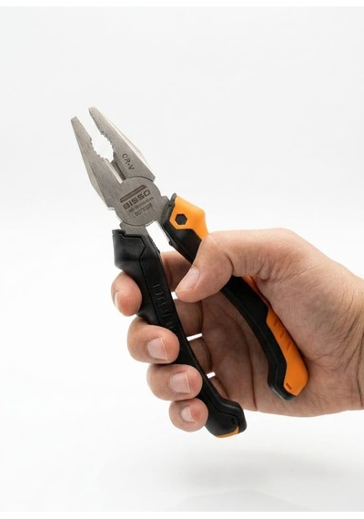 Bısso Profesyonel Kombine Pense 180mm / 7 - Birinci Kalite Cr-v Çelik, Usta Ve Tamirat Tipi Güçlendirilmiş Tel Kesici Ve Tutucu Pense, Ergonomik İzoleli Kaymaz Sap
