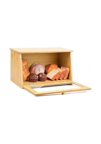 Promosyonca Bambu Ekmek Kutusu, Doğal Bambu Malzeme, Yuvarlak Saplı, 39x23x18 Cm A