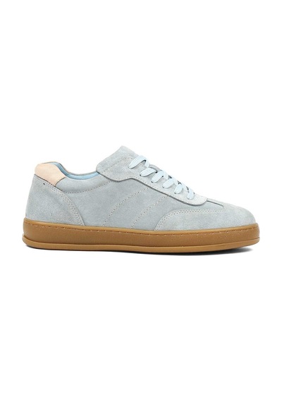 Kadın Mavi Kalın Tabanlı Süet Deri Sneaker