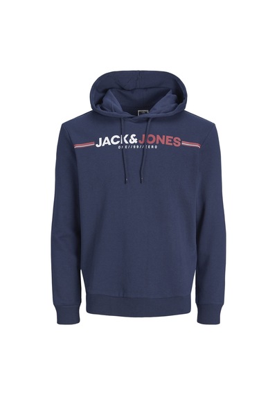Jack & Jones Kapüşonlu Logo Baskılı Sweatshirt- Frederik 12219814 Navy Blazer Lacivert
