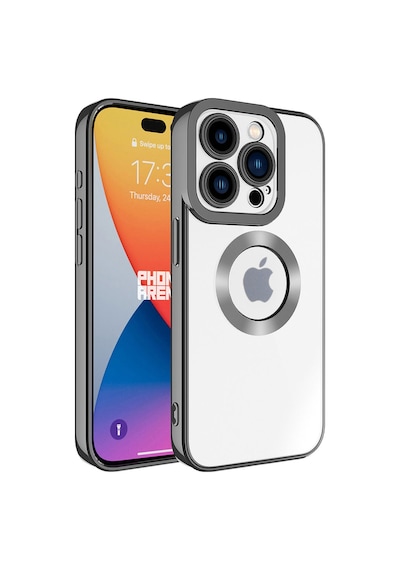 Apple Uyumlu iPhone 15 Pro Yanları Renkli Lens Korumalı Logo Gösteren Şeffaf Luxury Silikon Kılıf