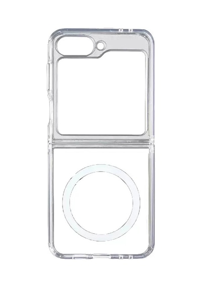 Zore Samsung Galaxy Uyumlu Z Flip 7 Kılıf M-safe Şarj Özellikli Şeffaf Sert Pc Zore Embos Kapak - Şeffaf