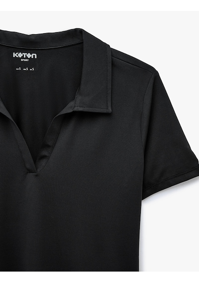 Koton Slim Fit Kısa Kollu Polo Yaka Spor Tişört Siyah 6sak10373nk