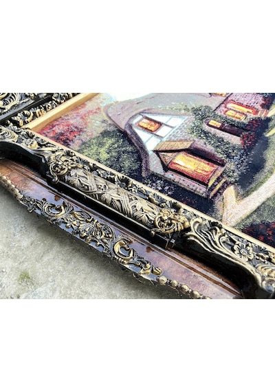 Hobbit Evi Adlı İran Tebriz Halı Tablo 94x75cm - Duvar Halı Kilim Tablo