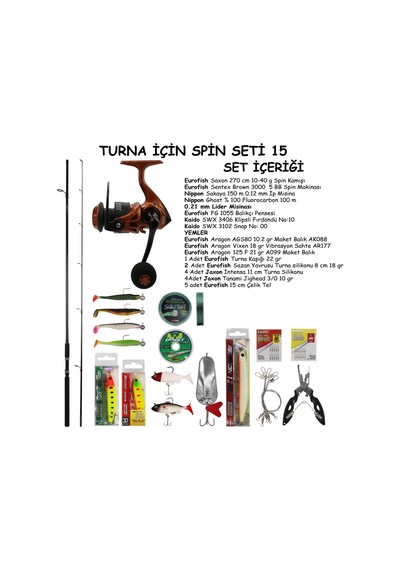 Turna Avı İçin Spin Olta Seti 15