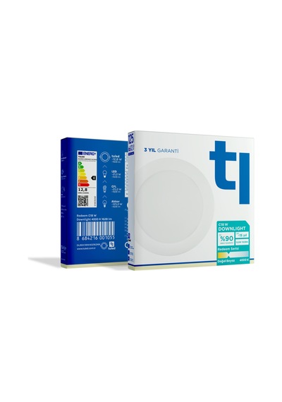 Redeem C18W Downlight, Titreşimsiz, Göz Konforu, 1628 Lümen, Doğal Beyaz, 4000 Kelvin Beyaz