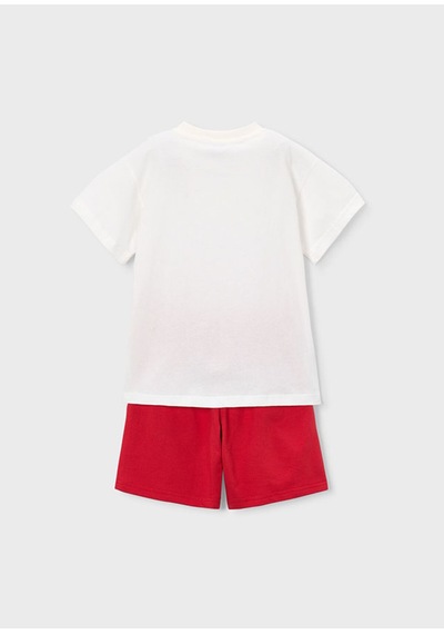 Erkek Çocuk Baskılı Tişört Şort Takım Kırmızı 3608 Kırmızı