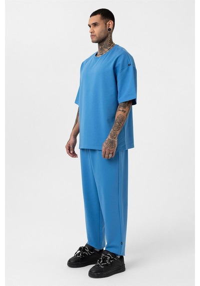 Paça Lastikli Basic Oversize Eşofman Takımı Mavi