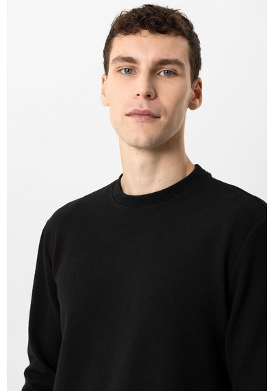 Backandbond Siyah Regular Fit Baskılı Bisiklet Yaka Sweatshirt