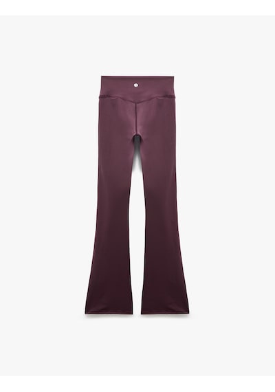 Koton Yüksek Bel Slim Fit Dikiş Detaylı Spor İspanyol Paça Tayt Mor 7wak40230nk