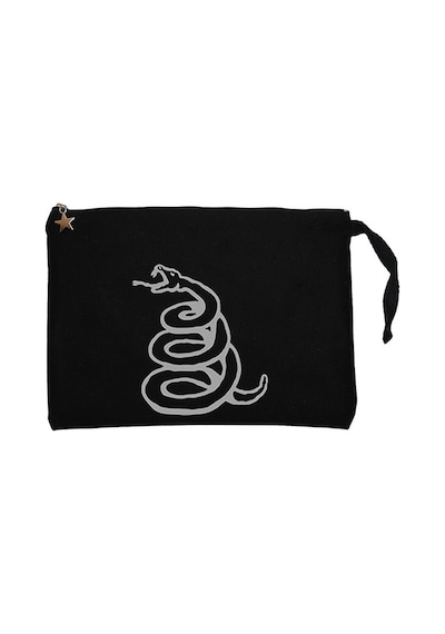 Metallica Snake Logo Siyah Clutch Astarlı Cüzdan / El Çantası Siyah