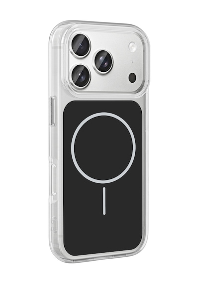 Noktaks - İphone 17 Pro Uyumlu Kılıf Metal Buton Tasarımlı İkonik Sert Silikon Kapak - Siyah - T39874
