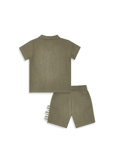 Dino Erkek Bebek Çocuk Yazlık Müslin Şort Gömlek Takım