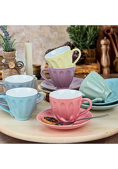 Soft Çay Fincan Takımı 12 Parça 6 Kişilik Açık Gri