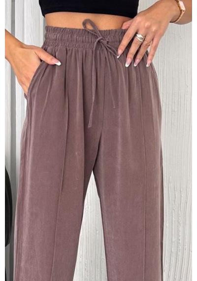 Feela Moda 2007 Bağcıklı Beli Lastikli Modal Çımalı Palazzo Kadın Pantolon Vizon