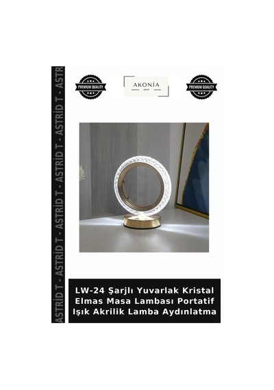 Lw-24 Şarjlı Yuvarlak Kristal Elmas Masa Lambası Portatif Işık Akrilik Lamba Aydınlatma