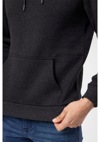 Süvari Oversize Geniş Kesim Pamuklu Yumuşak Dokulu Içi Polarlı Basic Kapüşonlu Sweatshirt Antrasit S08