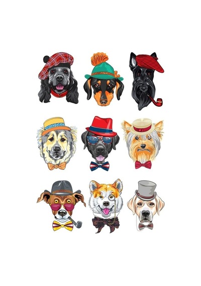 Sevimli Köpekler Sticker Set-2 9 Parça Telefon, Tablet, Defter, Laptop Sticker