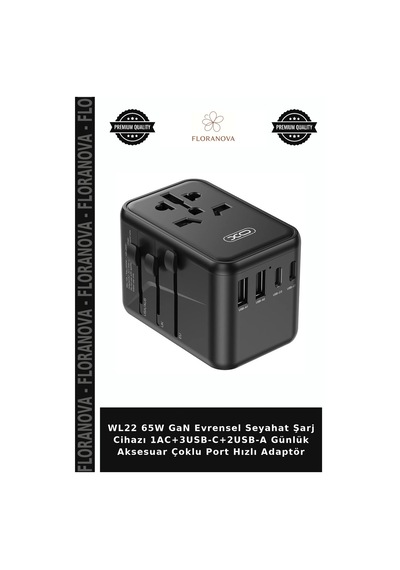 Wl22 65w Gan Evrensel Seyahat Şarj Cihazı 1ac+3usb-c+2usb-a Günlük Aksesuar Çoklu Port Hızlı Adaptör