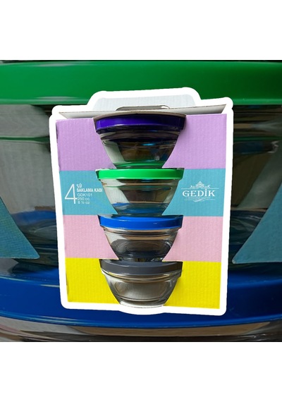 250cc Plastik Kapaklı Cam Kase 4'lü Diğer