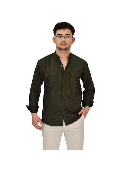 Erkek Spor Likralı Gömlek Bgl-st04343 Yeşil