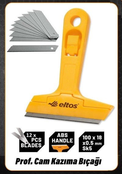 Cam Kazıma Bıçağı 12 Adet Bıçaklı Elos Cam Fyans Kir Yağ Kazıma