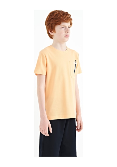 Tommylife Tommy Life Kavun İçi Cep Detaylı O Yaka Standart Kalıp Erkek Çocuk T-shirt - 11120 Sarı