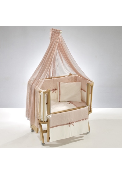 Meltem Kids Mood Sallanır Ahşap Anne Yanı Beşik 50 x 90 CM Naturel Pembe