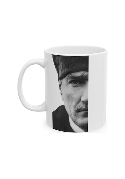 10 Kasım Atatürk Baskılı Porselen Beyaz Lüks Kupa Bardak Beyaz