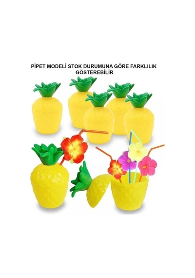 Ananas Pipetli Bardak Çok Renkli