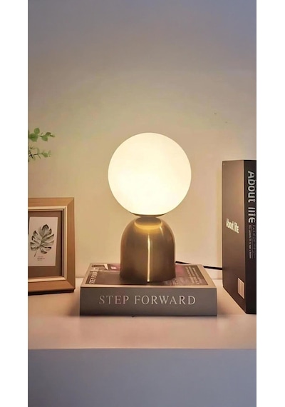 Modern Tasarım Venüs Abajur Beyaz Glop Camlı Kablolu Tak Çalıştır Masa Lambası Eskitme Gold Sarı 3 Gold