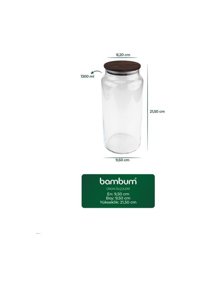 Bambum Nero - Zone - Cam Saklama Kabı 1300ml Şeffaf
