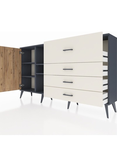 Arges Konsol 4 Raflı 4 Çekmeceli Tek Kapaklı 176x30x99 Antrasit-çam/aytaşı Atlas Çam/aytası - Antrasıt Arges Konsol 4 Raflı 4 Çekmeceli Tek Kapaklı 176x30x99 Antrasit-çam/aytaşı Atlas Çam/aytası - Antrasıt