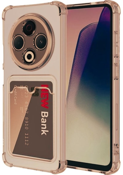 Tecno Spark 30 Kılıf Darbe Emici Köşe Korumalı Kartlıklı Cüzdanlı Silikon Kapak - Füme