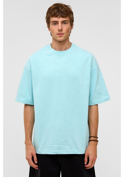 Vamos Basic Oversize Bisiklet Yaka Tişört Bebe Mavi
