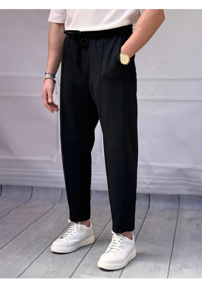 Modefendi Waffle Kumaş Şerit Detaylı Boyfriend Jogger Pantolon Siyah Modefendi Waffle Kumaş Şerit Detaylı Boyfriend Jogger Pantolon Siyah