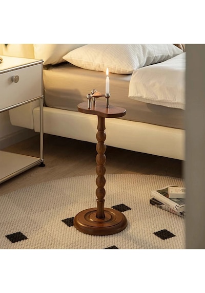 Simillo Wood Wooden Ahşap Yan Sehpa Tekli Modern 50 Cm Ceviz Renk Ceviz