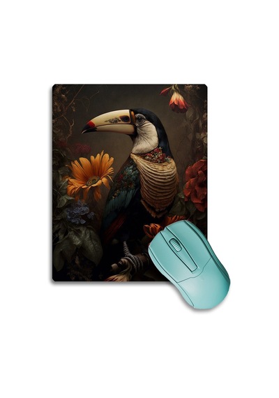 Sonictouch Tukan Papağını Kaydırmaz Gaming Oyuncu Dikişsiz Kahverengi Sarı Mouse Pad/ped 17x21cm
