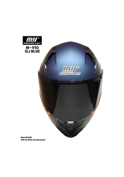 Mts M-910 Güneş Vizörlü Siyah Camlı Kapalı Motosiklet Kaskı Mat Mavi - Siyah