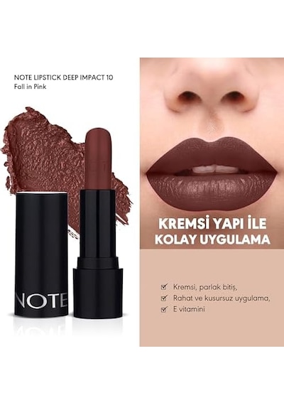 Deep Lipstick 10 Fall İn Pink Kremsi Dokulu Yarı Parlak Ruj, Kahverengi 0