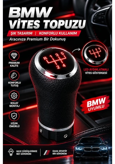 Bmw Işıklı Vites Topuzu Siyah