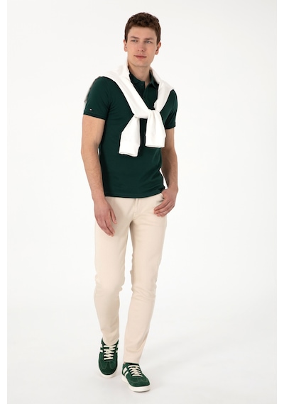 U.S. Polo Assn. Erkek Slim Fit Polo Yaka Koyu Yeşil Basic Tişört 50298011-VR079