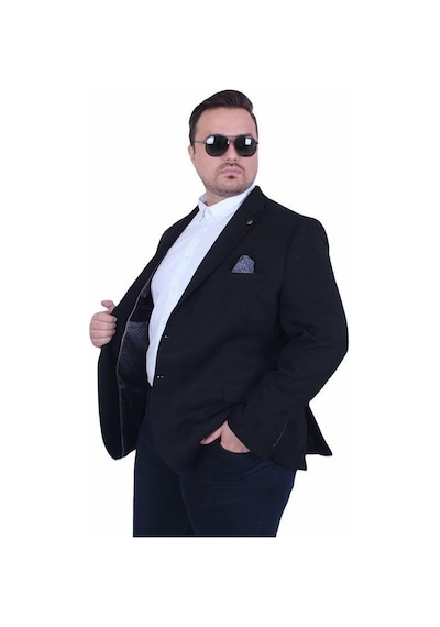 Starbattal Erkek Büyük Beden 4 Drop Blazer Şönili Ceket 500602 Sıyah Siyah