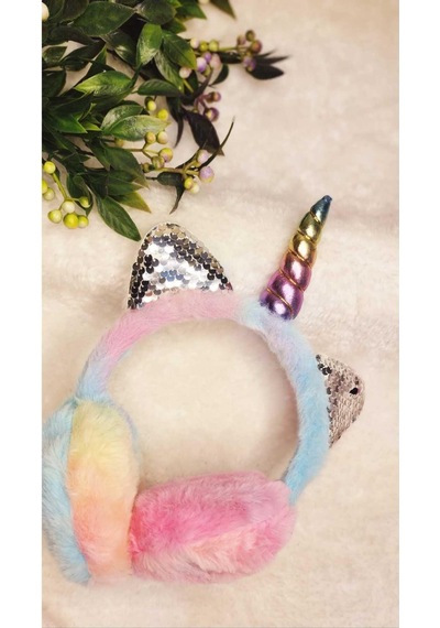 Unicorn Her Yaşa Uygun Taç Modelli Pelüş Kulaklık-110 Çok Renkli