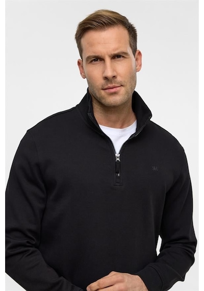 Süvari Siyah Regular Düz Yarım Balıkçı Yaka Sweatshirt Siyah